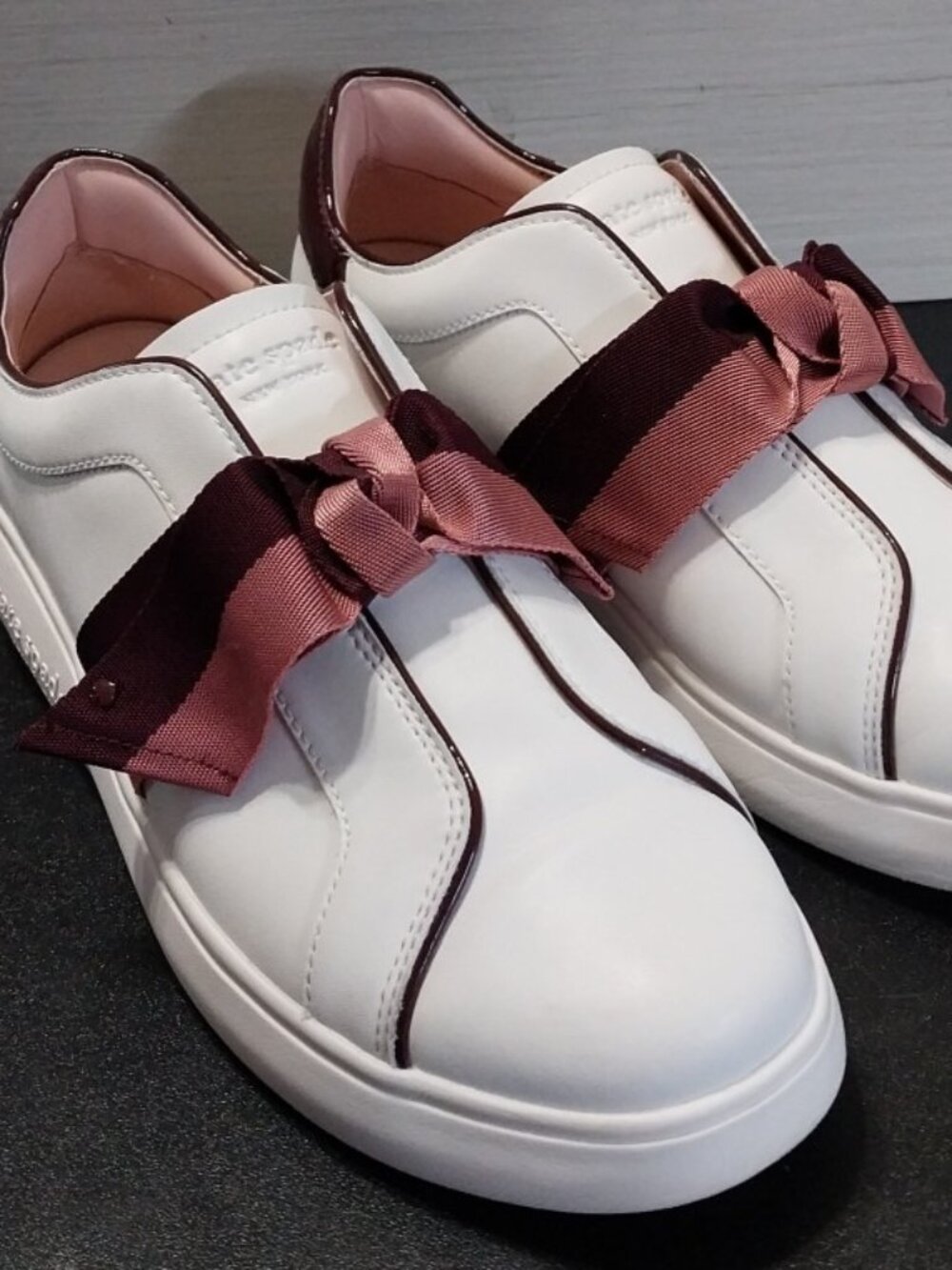 Kate Spade New York Lexi Slip On Sneakers Optic White / Pink/Maroon Size 11B